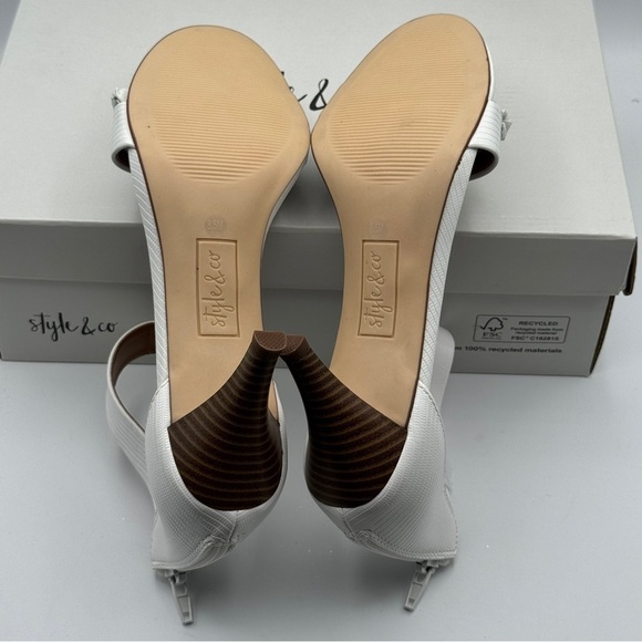 Style & Co Paycee White Heels 8.5M – Zip Back - Picture 5 of 8